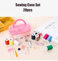 portable 20pcs sewing kit 1 box storage mixed scissor measurement thimble bottom needle mini case diy craft sewing tools travel
