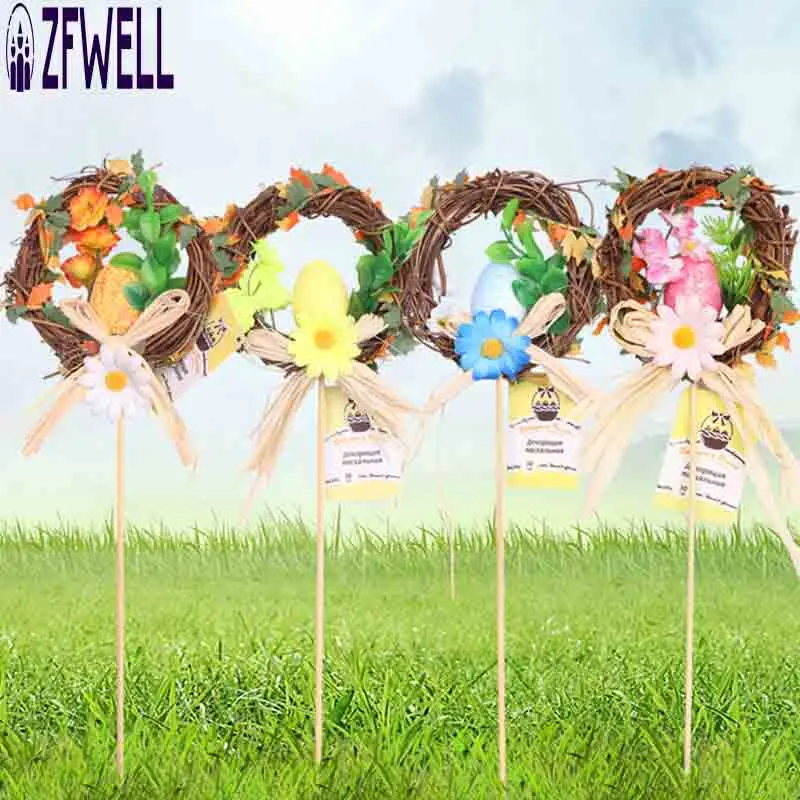 ZFWELL1PZ/лот Пасха 10*32 см оранжевый желтый розовый синий Деревянное яйцо 10 гирлянда