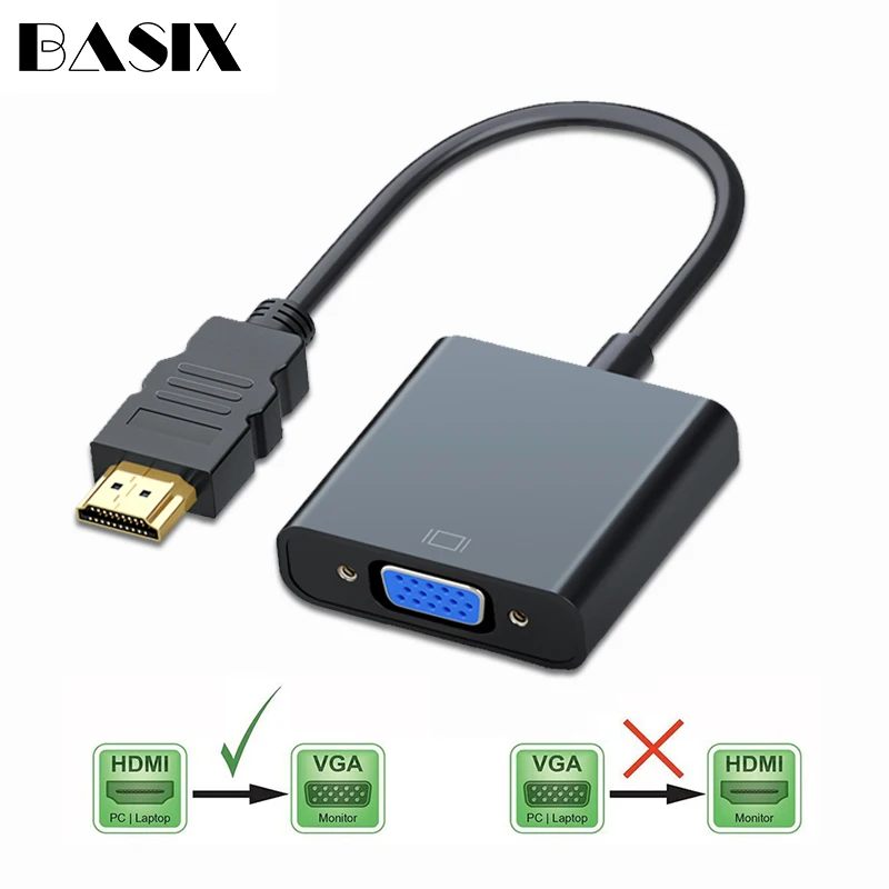 Basix HDMI совместимый с VGA адаптер папа к Famale конвертер 1080P цифро аналоговый видео