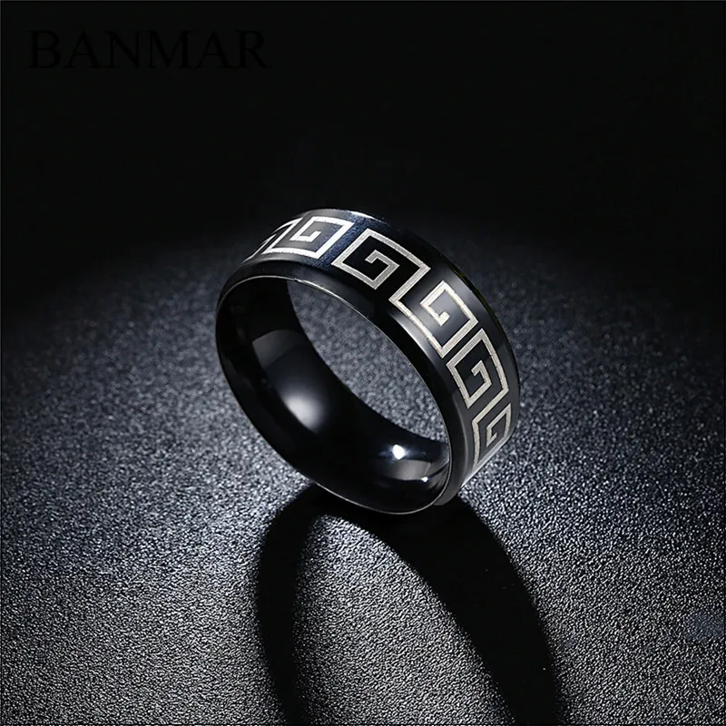 Banmar 8 мм Романтический Черный Нержавеющая сталь Для мужчин палец кольцо jewelry