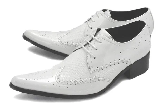 

White Men Wedding Dress Shoes Flat heel Genuine leather Pointed toe Male Oxfords Big Size euro 46