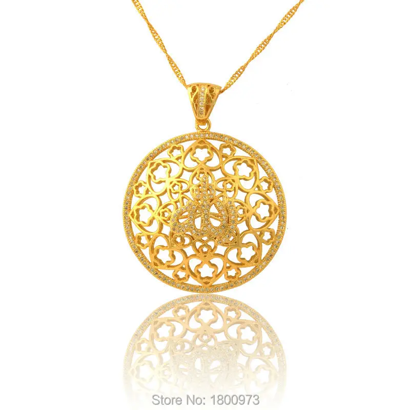 

Adixyn New Brand Allah Charm Pendant Gold Color Crystal ReligiousPendant Islamic Jewelry Middle East Arabic Kenya Ethiopia
