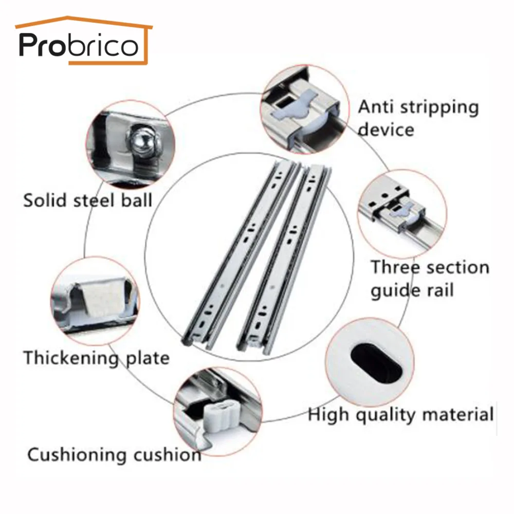 Probrico Drwaer Slide 12 "/14"/16 "/18"/20 "/22" Rail Full Extension кухонная мебель шкаф с