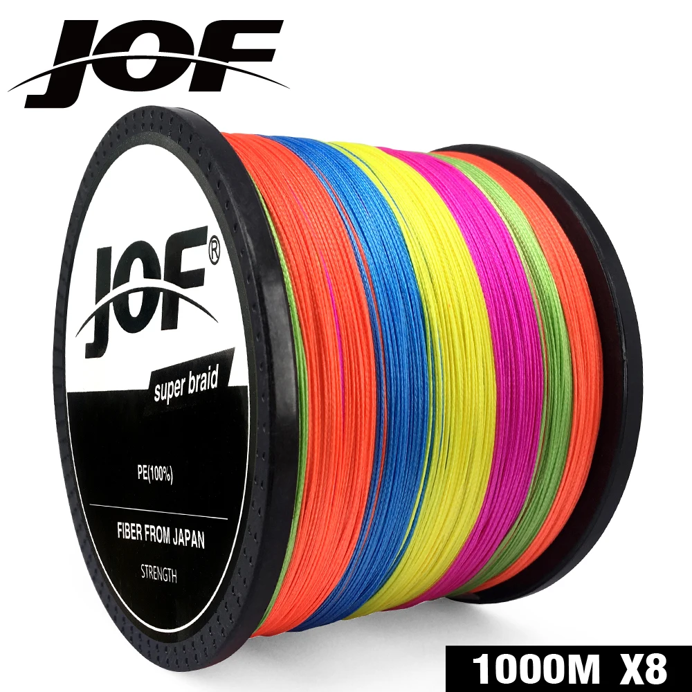 8-жильная рыболовная леска JOF 1000 м из 100% полиэтилена плетеная для ловли карпа 22-88LB