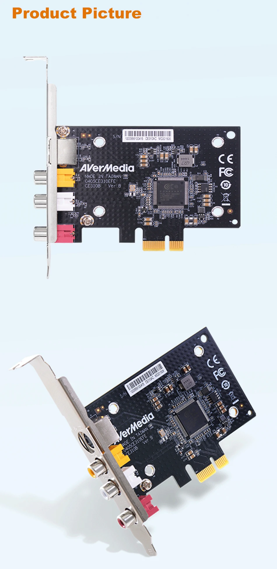 AVerMedia CE310B профессиональная карта захвата SD PCIe с S терминалом видеозахвата AV композитный(CE310B