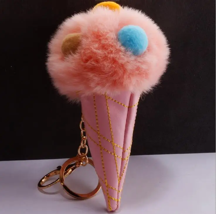 Креативный красочный брелок для ключей &quotмороженое&quot Искусственный кроличий