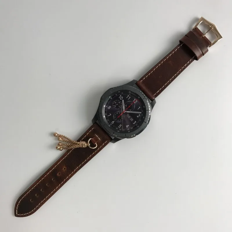 Chicago ремешок из натуральной кожи для samsung gear S3 Frontier/классический ремешок 22 мм с разъемом адаптера