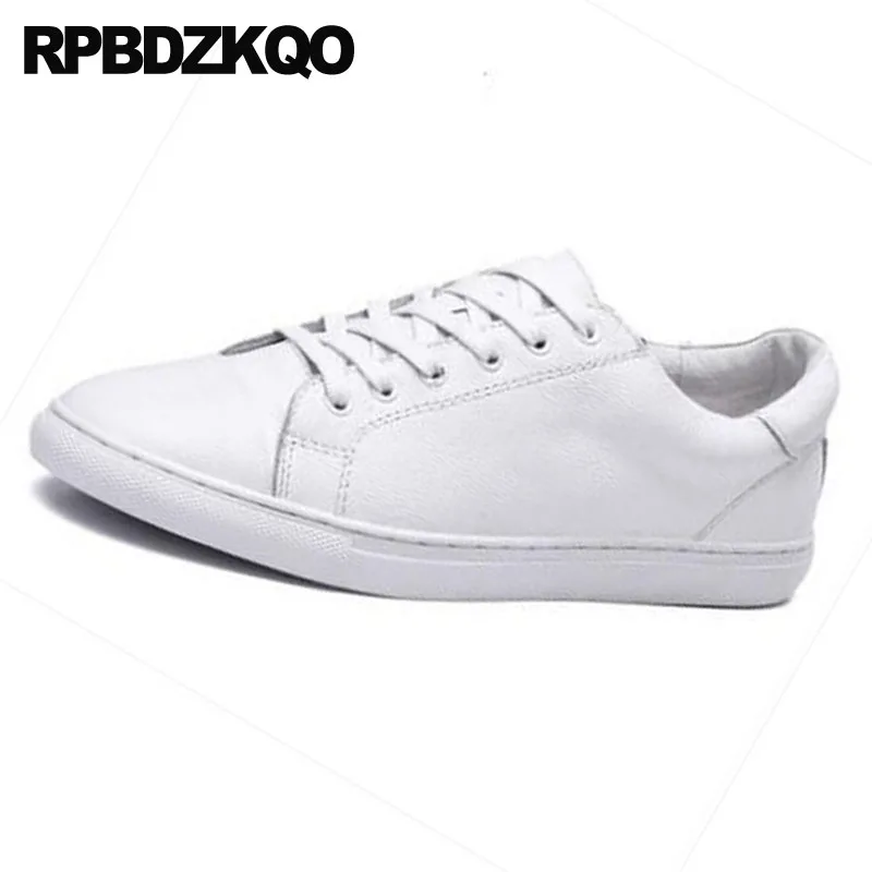 Real Leather Cowhide Luxury Brand Shoes Men Casual Embroidery White Spring High Quality Genuine Skate Rubber Sneakers Trainers |