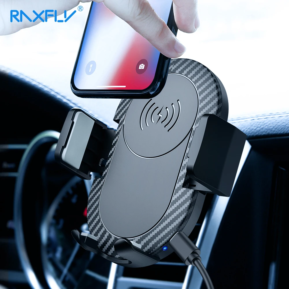 RAXFLY 2 в 1 автомобильное беспроводное зарядное устройство для iPhone X XS Max XR 10 Вт Qi Беспроводная зарядка для samsung S9 S8 автомобильный держатель телефона на вентиляционное отверстие