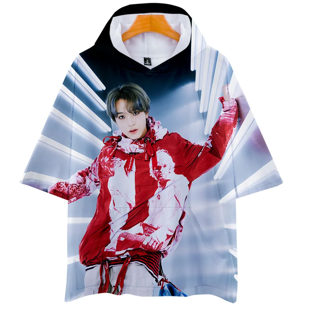 Корейская Мода KPOP NCT 127 NCT127 3D печатная Футболка с коротким рукавом капюшоном
