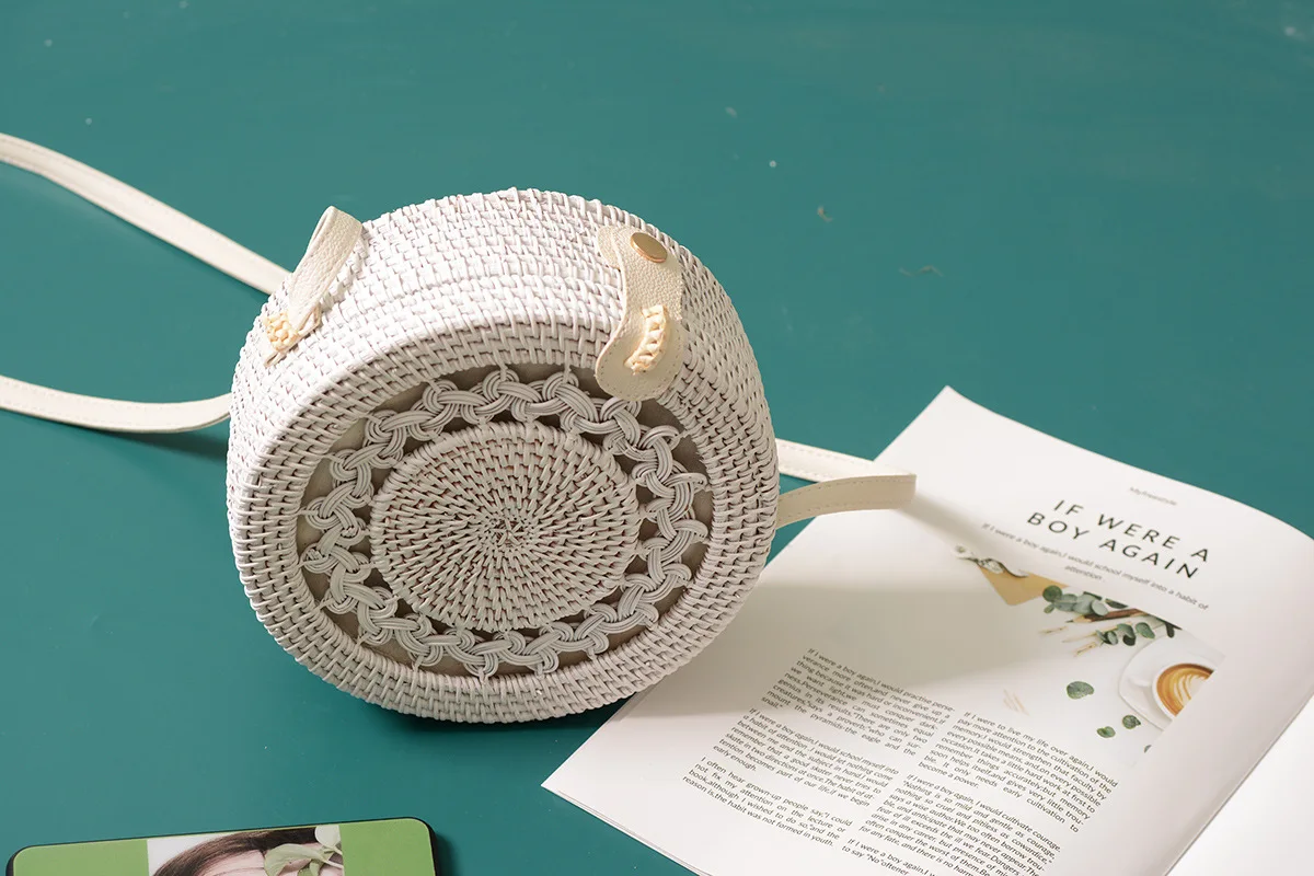Круглые соломенные сумки, женская летняя сумка из ротанга, ручная работа, тканая пляжная сумка через плечо, круглая богемная сумка, круговая, низкая цена