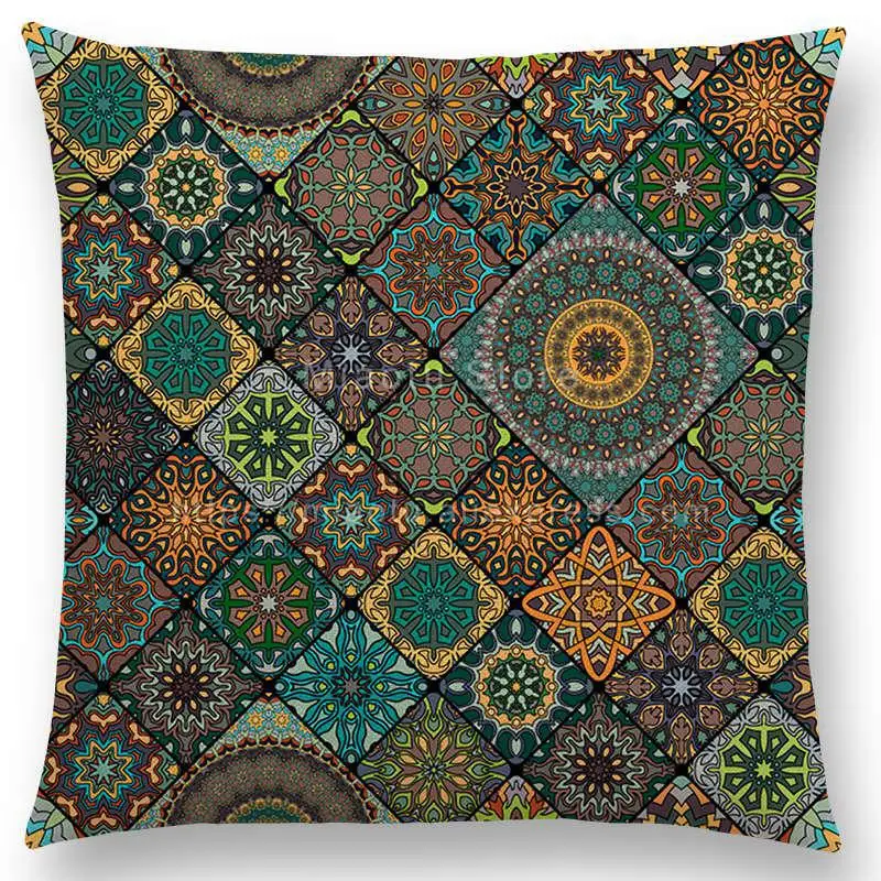 Boho красочная абстрактная Этническая Цветочная Подушка Чехол узор мандалы принты Винтаж пэчворк геометрический диван наволочка - Цвет: a012615