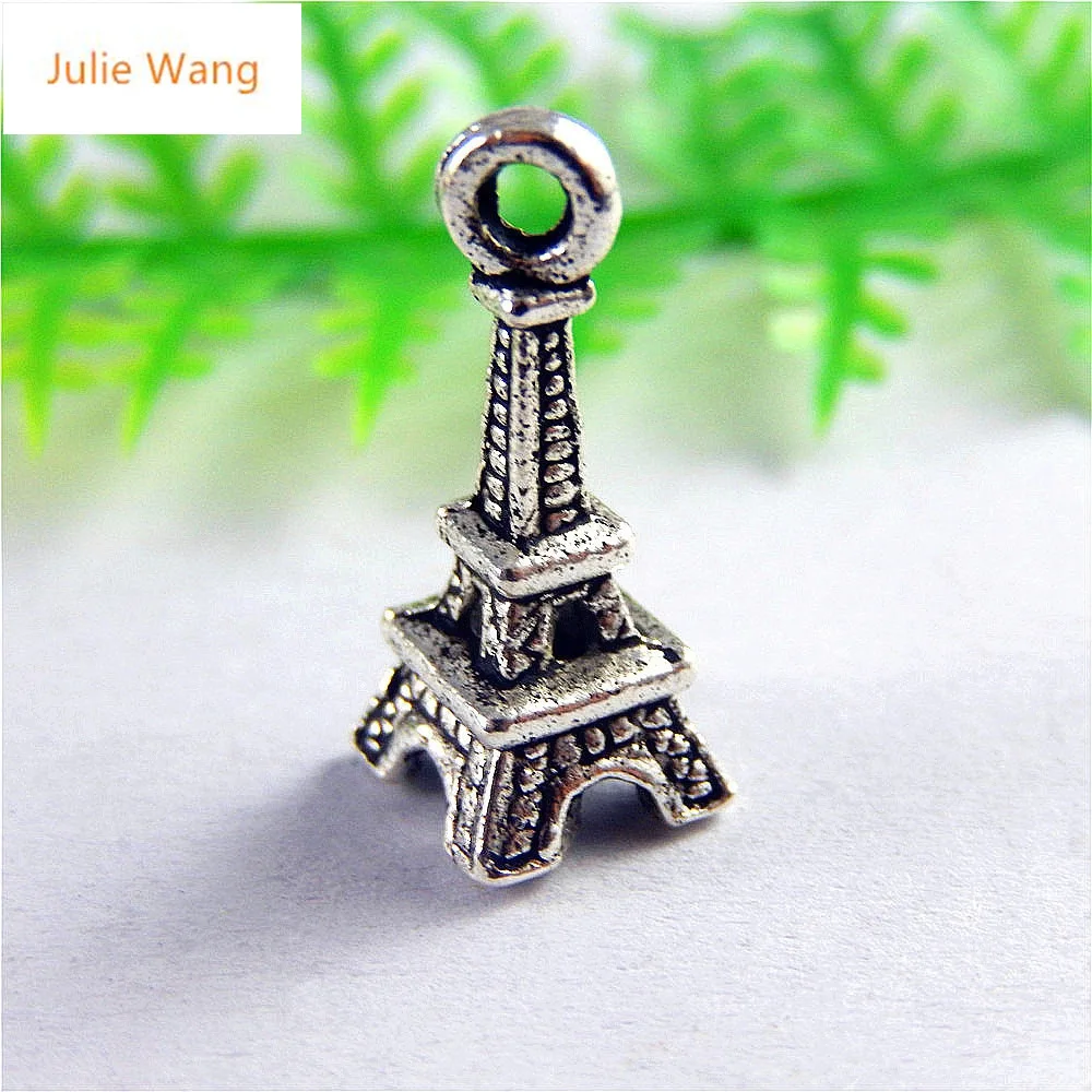 Julie Wang 30 шт. маленькая Эйфелева лампа античное серебряное ожерелье из сплава
