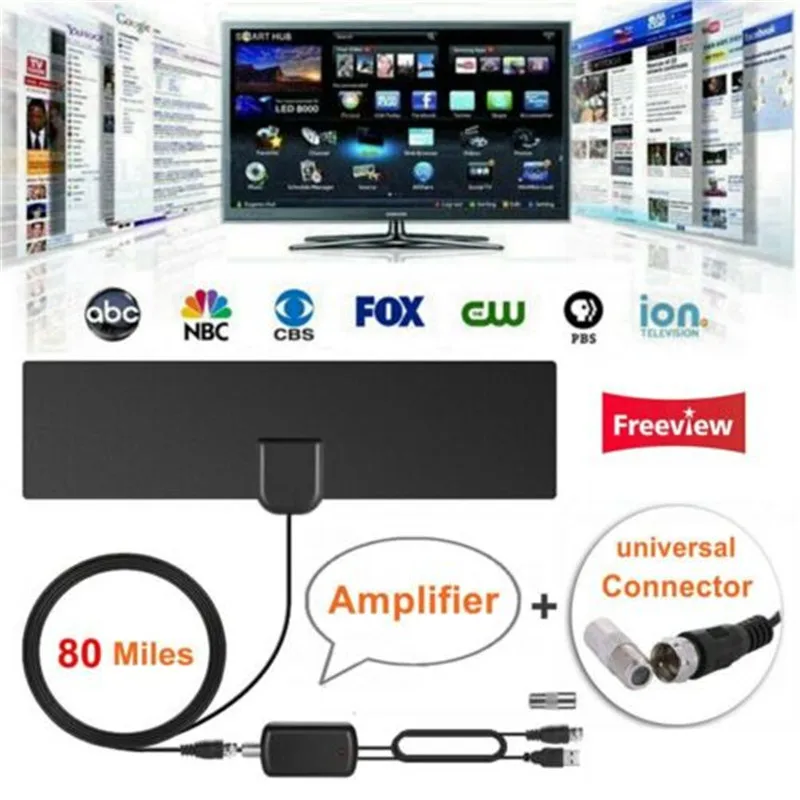 300 км антенна для цифрового ТВ 25дб HD с усилителем сигнала Усилитель DVB T2