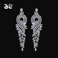 be 8 trendy plant style stud earrings white gold top quality cubic zircon earrings for women bridal jewelry party gift s e 328