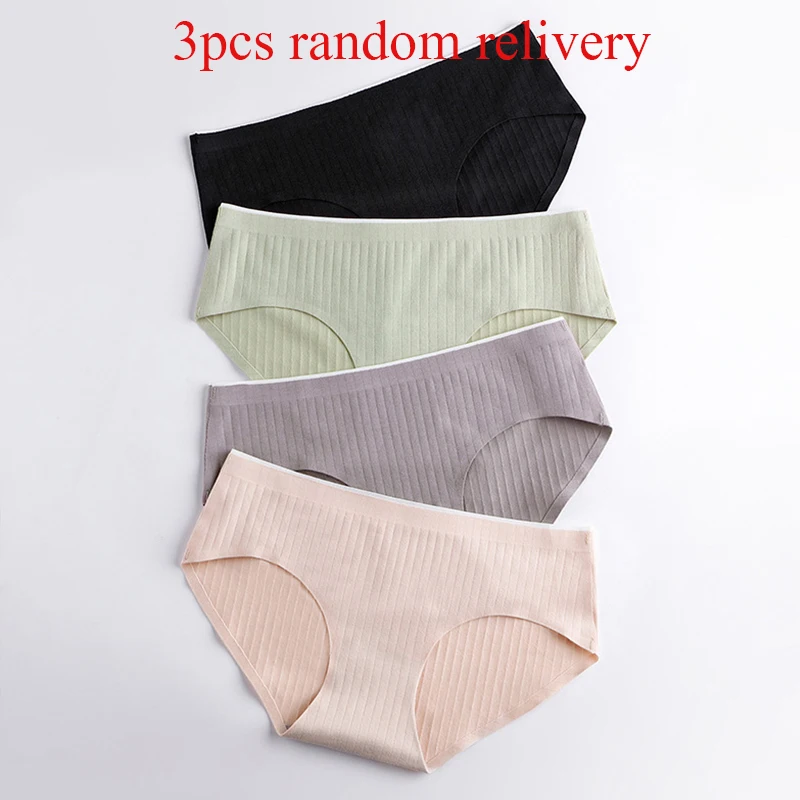 3pcs random Модные бесшовные трусики для женщин, Комплект трусов, ультратонкое нижнее белье, хлопковые трусы XXL, 3 шт./лот, Прямая поставка# D - Цвет: 3pcs random