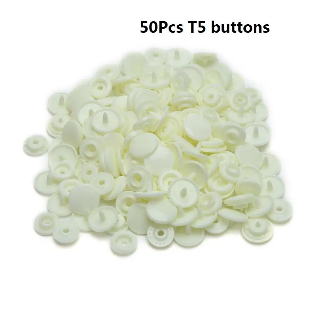 50Pcs T5 buttons Крепежные плоскогубцы, кнопка KAM T5, пластиковая смола, пресс-шпилька, тканевая кнопка, u-образный пресс, швейные инструменты - Цвет: 50Pcs T5 buttons