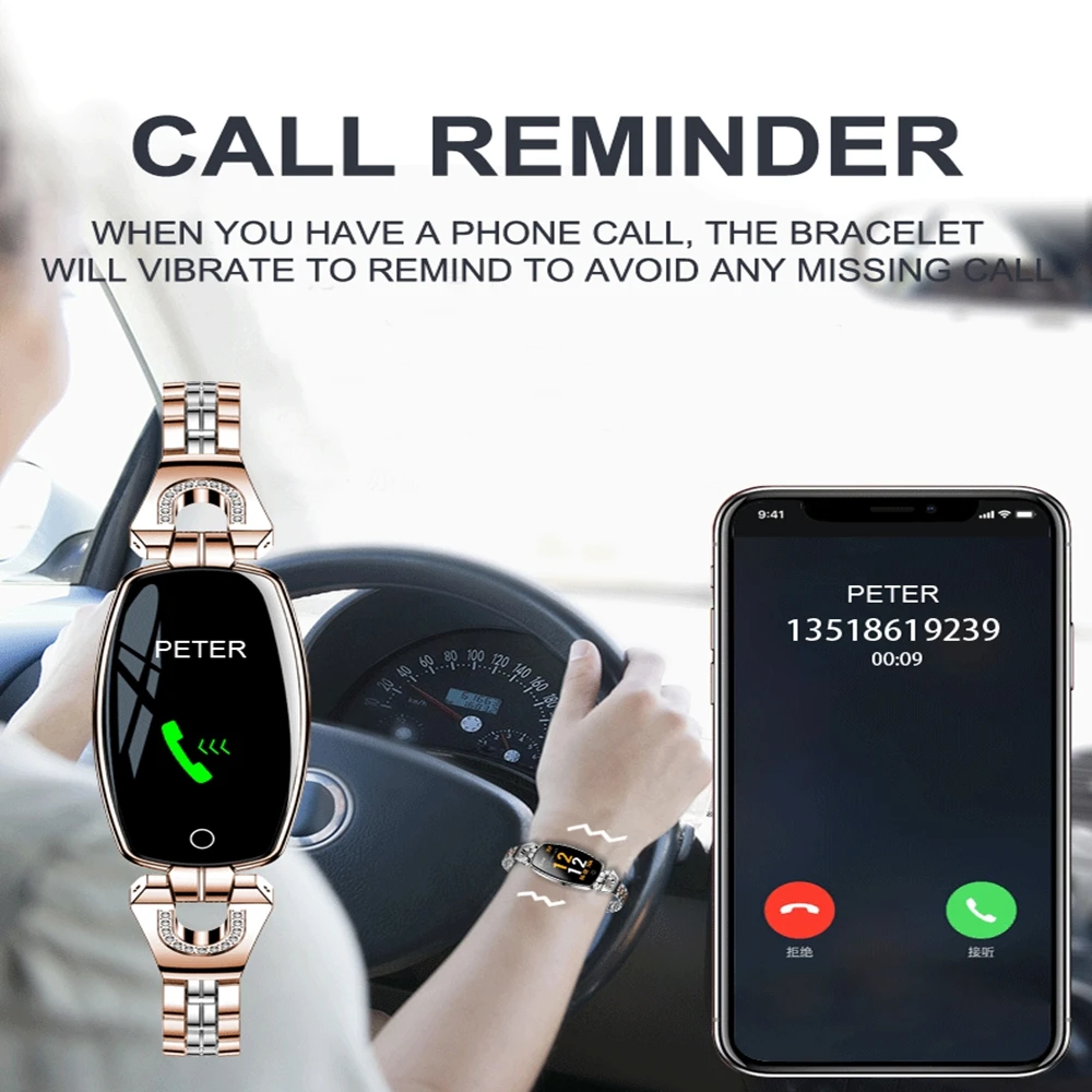 H8 смарт браслет Для женщин активности Фитнес трекер монитор сердечного ритма