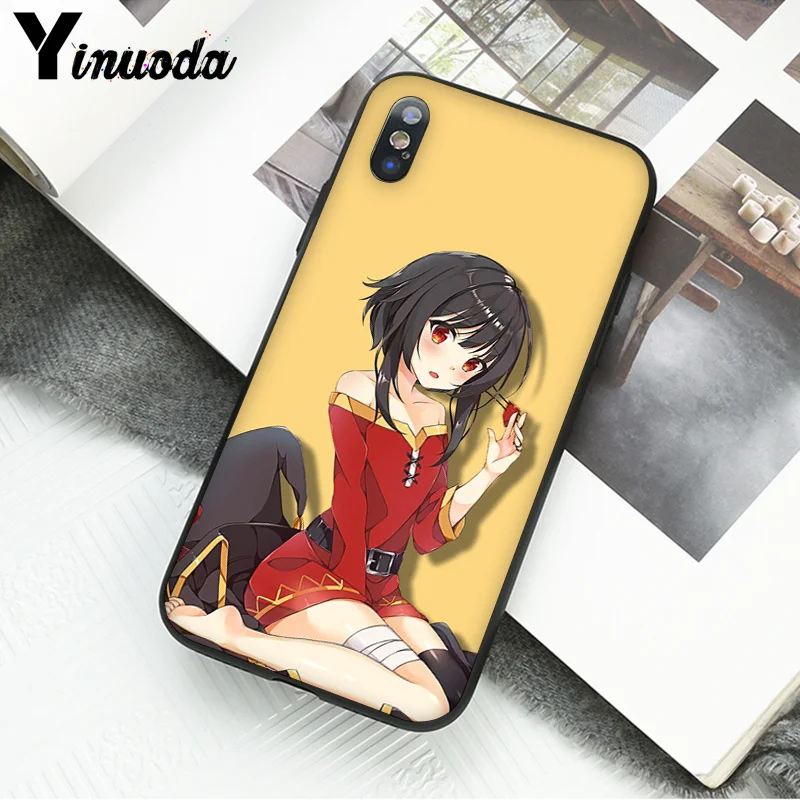 Yinuoda Япония Аниме Konosuba Megumin черный мягкий чехол для телефона Apple iPhone 8 7 6 6S Plus X XS MAX 5