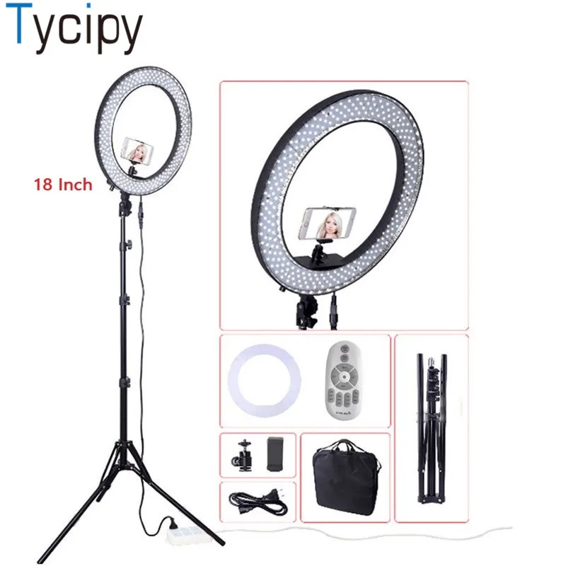 Tycipy 18 &quotкольцевая светодиодная двухцветная регулируемая камера 5500 K с