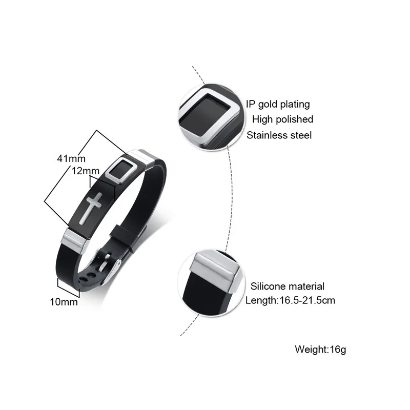 Vnox повседневный черный Регулируемый браслет на запястье для мужчин и женщин