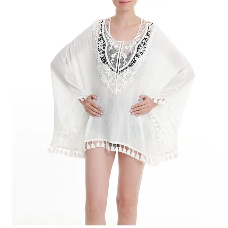 New Arrivals Beach Cover up White Tassel Swimwear Ladies Walk on The Sexy Praia Wear | Женская одежда - Фото №1