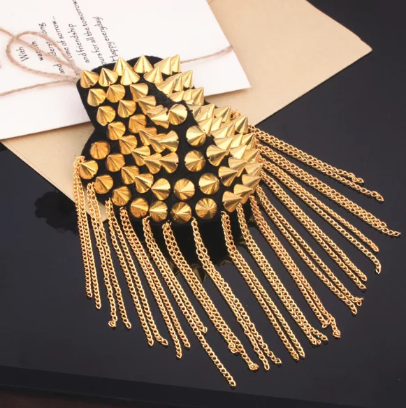 Винтажные заклепки эполета ювелирные изделия кисточка большая брошь на плечо