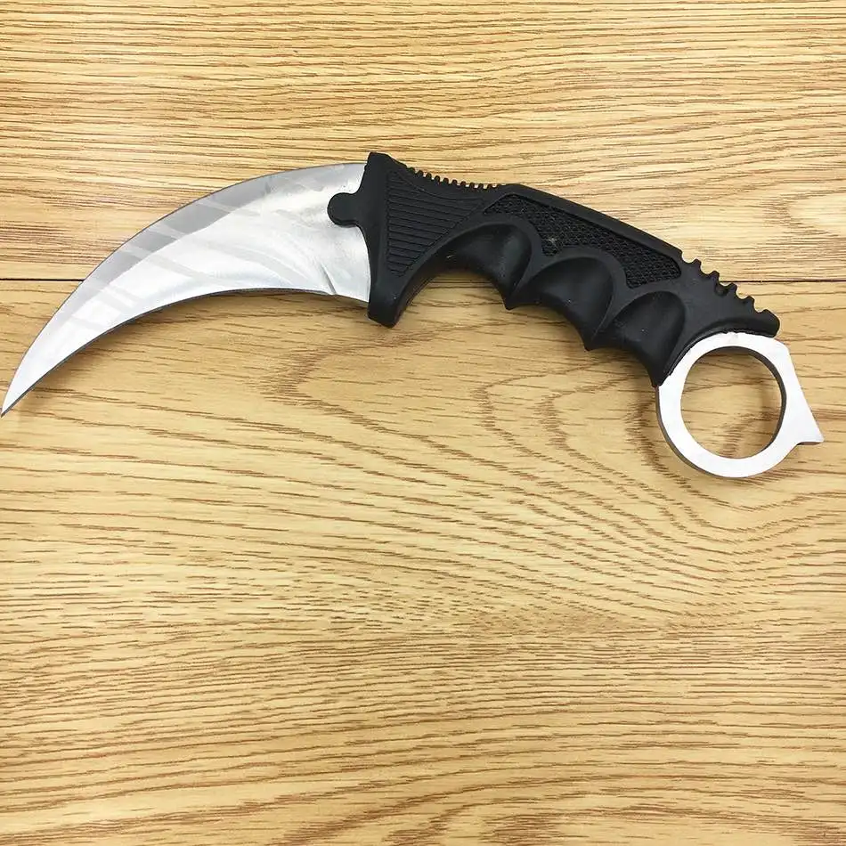White Stripes CS GO коготь счетчика удара Karambit нож шеи с оболочкой золотой зуб тигра настоящая игра нож кемпинг черные полосы цвета - Цвет: White Stripes