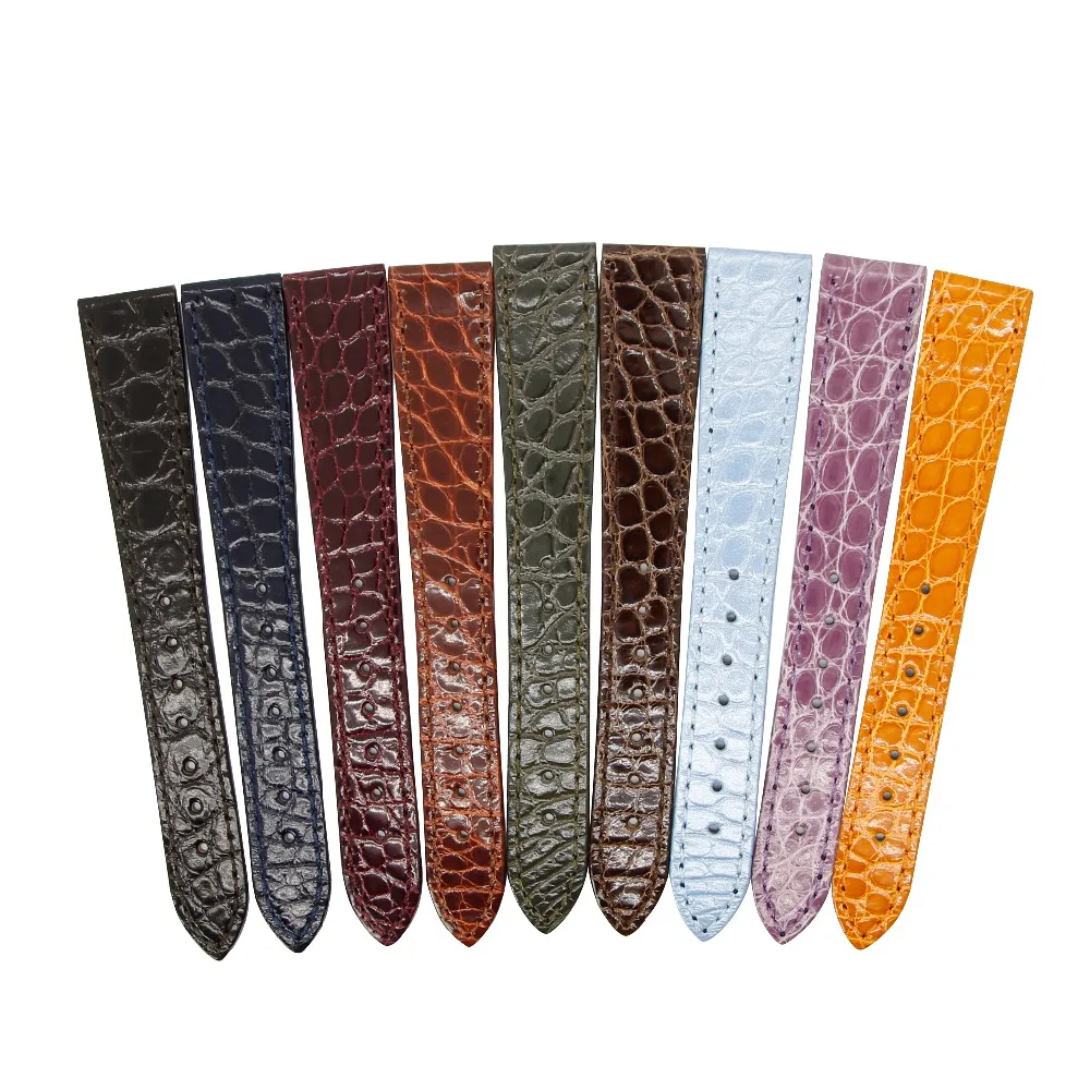 ZLIMSN High Quality Fashion Handmade Skin Round Crocodile Leather Strap For Men's And Women's Universal 16mm 18mm 19mm 20mm 22mm