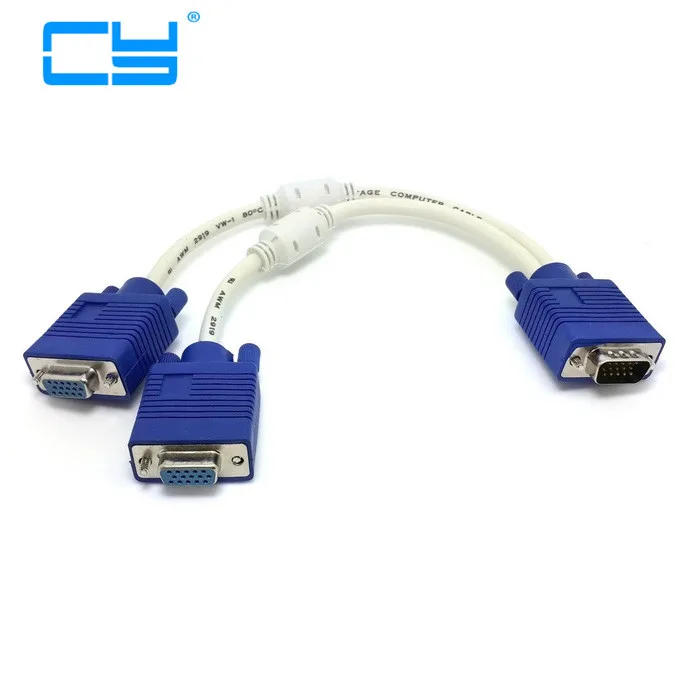 Удлинительный Кабель адаптер RGB VGA SVGA Male 2 two HDB15 Female с ядром сплиттер переходник