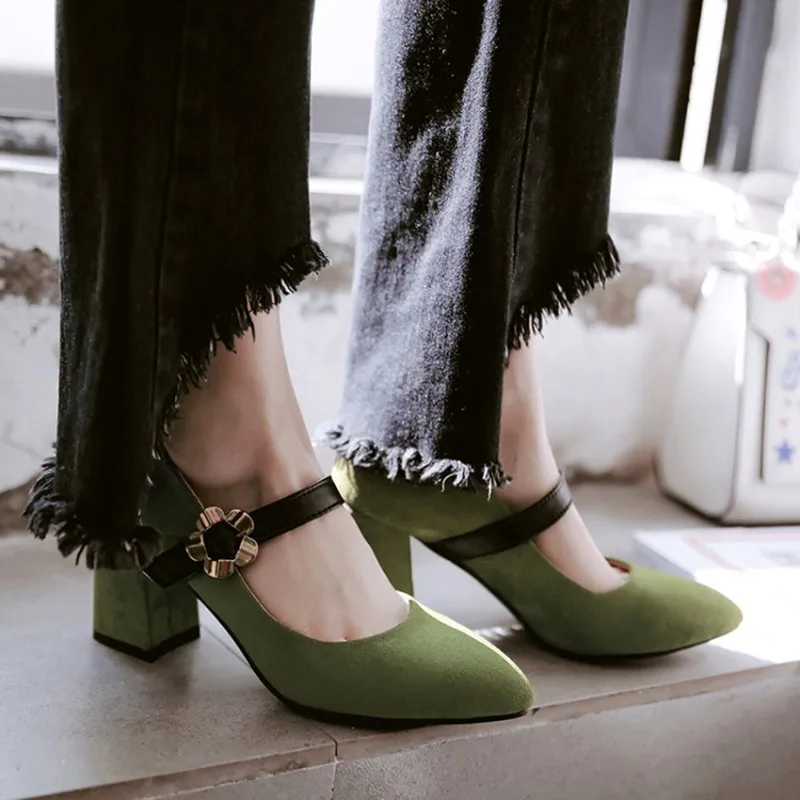 Женские туфли лодочки на толстом каблуке размеры 34 43|thick heel pumps|heels pumpswoman shoes mary janes |