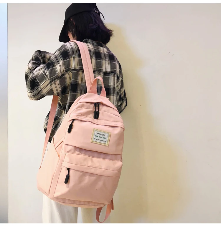 Нейлоновый женский рюкзак, Одноцветный рюкзак Mochilas, женская сумка на плечо для девочки-подростка, школьная сумка, рюкзак
