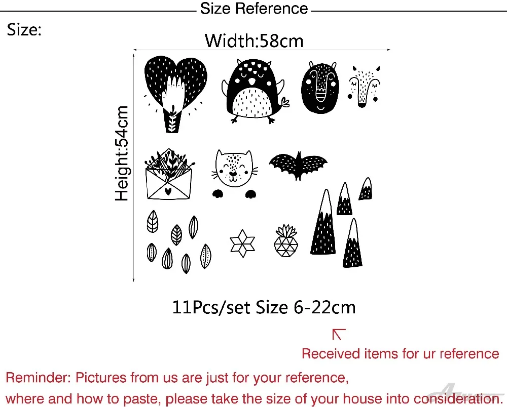 Самодельные скандинавские 11 шт./компл. креативные настенные наклейки с