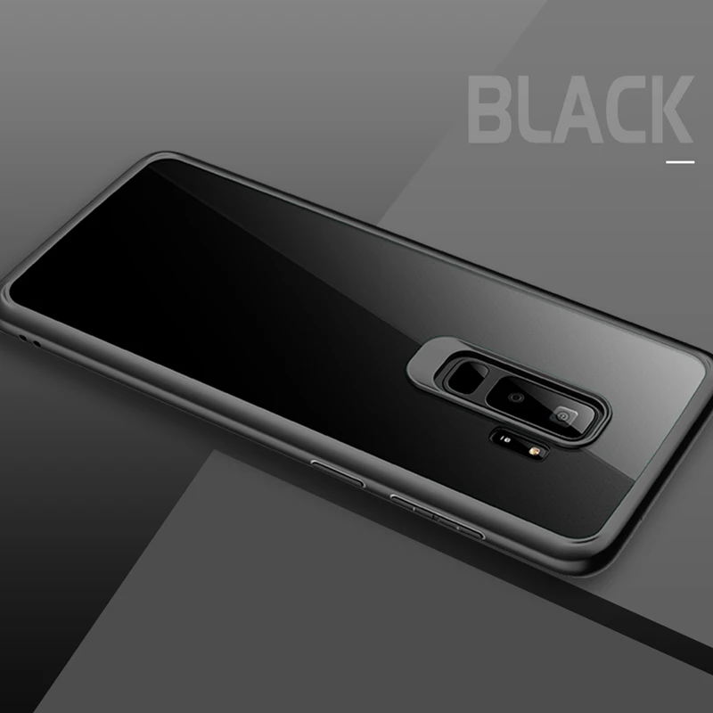 Рок для samsung Galaxy S9 S9 плюс+ чехол, с кристаллами, прозрачная, для телефона защита soфт+ Твердый Чехол-гибрид для samsung s9 чехол - Цвет: Black