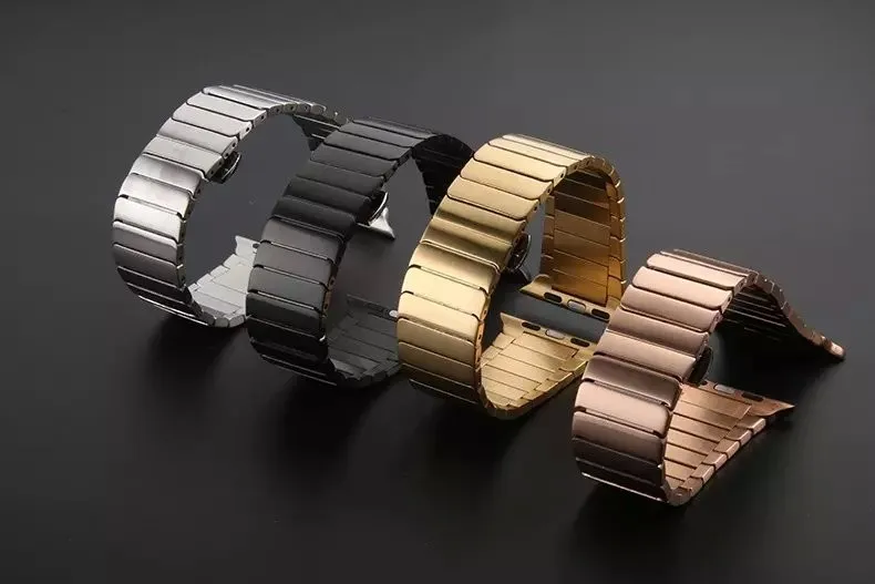 Роскошный браслет с замком-бабочкой из нержавеющей стали ремешок для часов Apple