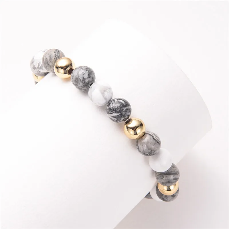 Мужской эластичный браслет из натурального камня 8 мм|Плетеные браслеты| |