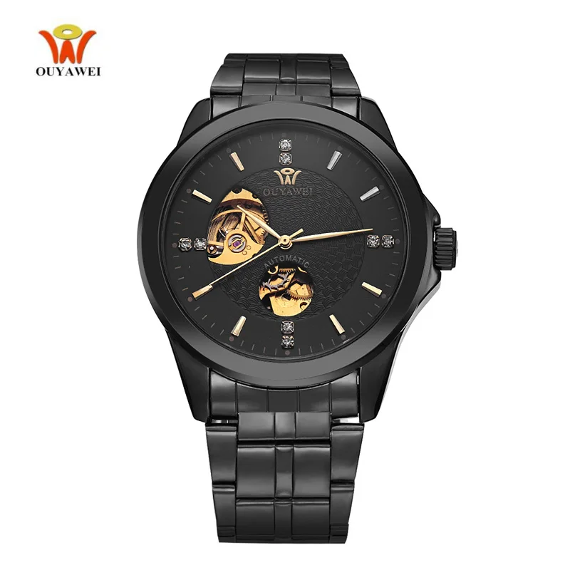 2017 OUYAWEI Роскошные скелетоны автоматические механические часы с бриллиантовым
