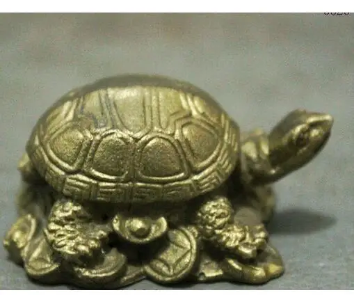 Шунь Китайский Фэншуй латунная черепаха для долголготи монета YuanBao Статуя