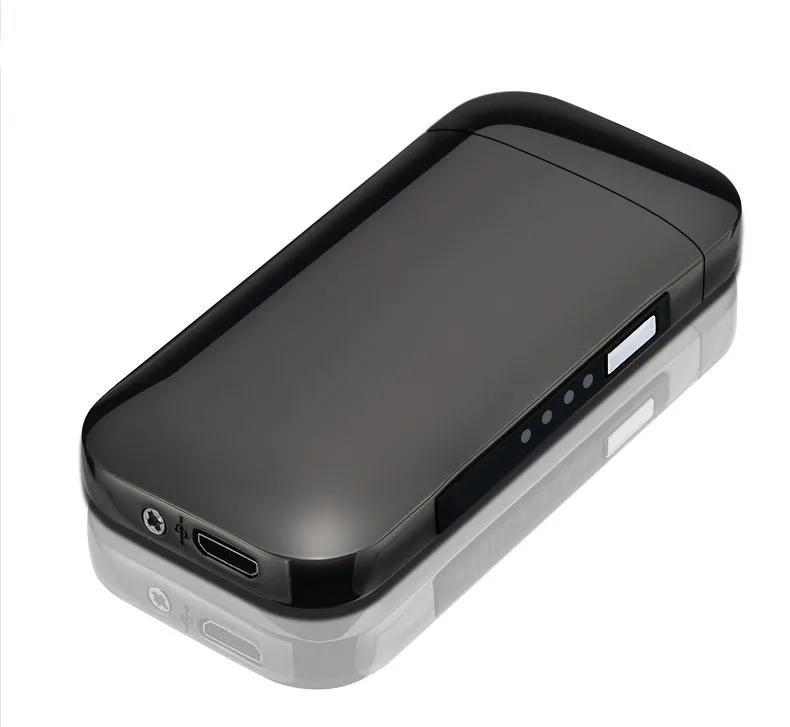 USB Зажигалка плазменная двойной Ветрозащитный дуги Usb Зарядка сигареты Ligther для некурящих лазерный логотип - Color: black