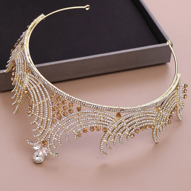 Барокко роскошный изысканный Блеск повязка на голову Капля воды Стразы