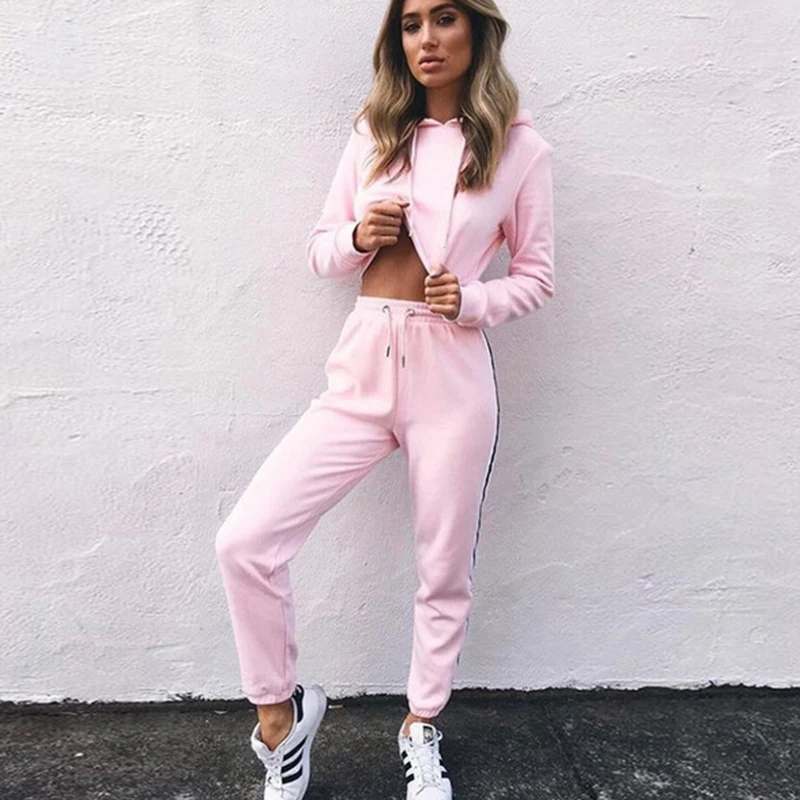 Боковая полосатая женская спортивная одежда осень Открытый пупок комплект из