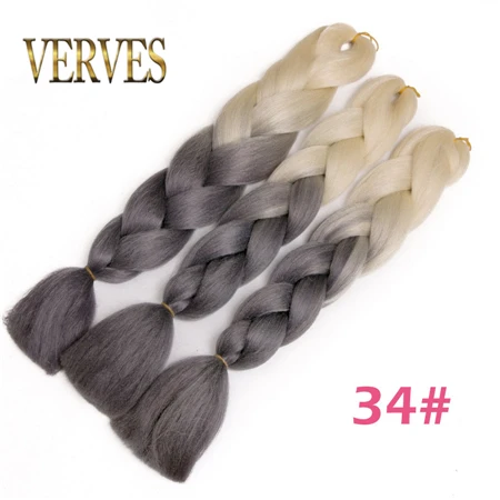 #14 VERVES 5 шт./лот синтетические двухцветные высокотемпературные волокна Омбре плетение волос 24 дюймов Крупногабаритные косички для наращивания волос - Цвет: #14
