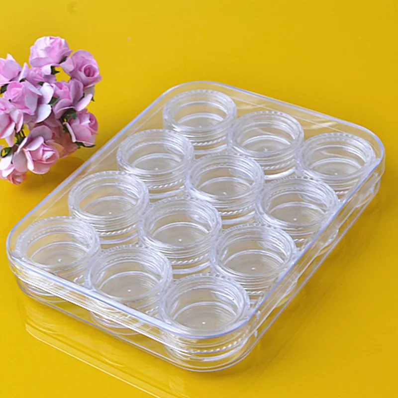 

12pcs/lot Transparent Small Empty Cosmetic Refillable Bottles Plastic Eyeshadow Makeup Face Cream Jar Pot Container Bottle -30