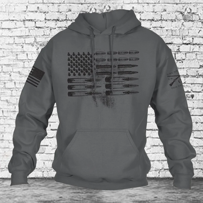 Весна-осень мужской модный пуловер с капюшоном толстовка принтом длинным