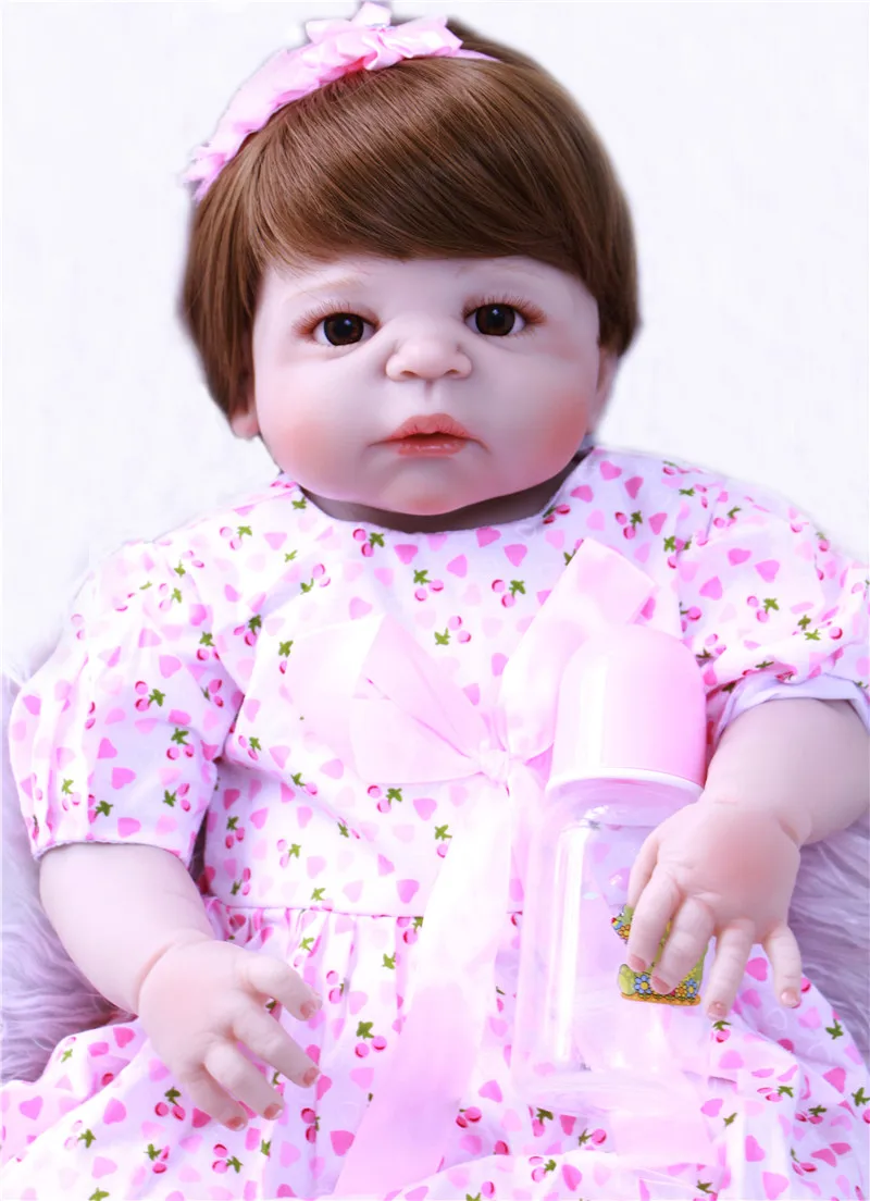 Bebes Reborn girl dolls полностью силиконовые куклы reborn baby 23 "57 см Реалистичная подделка