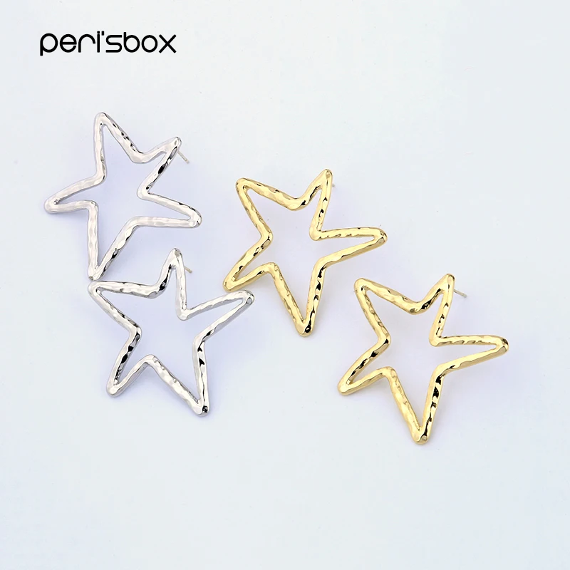 Женские серьги-кольца Peri'sBox шикарные золотистые/Серебристые геометрические