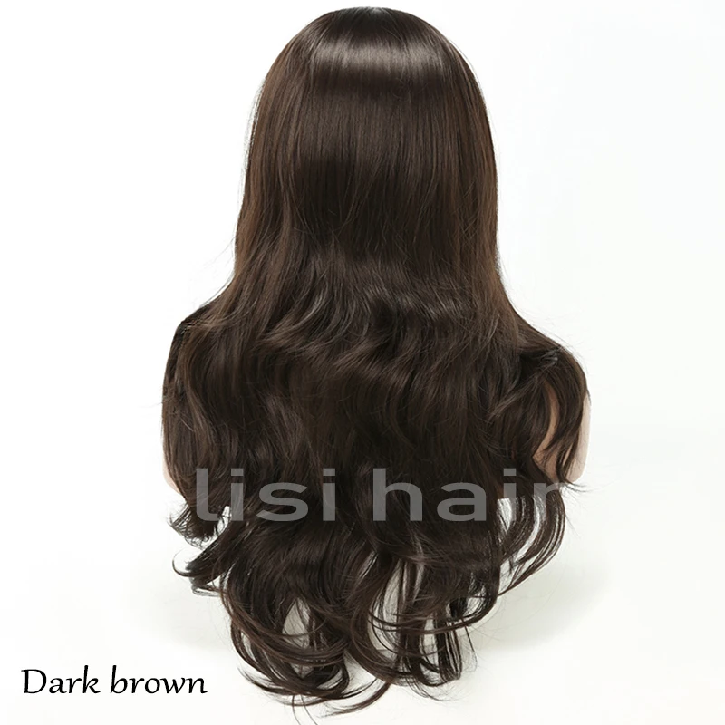 Natural black LISI HAIR 26 дюймов чистый черный цвет длинные вьющиеся синтетические парики на кружеве афро-американские для женщин волосы темно-коричневые - Цвет: Natural black