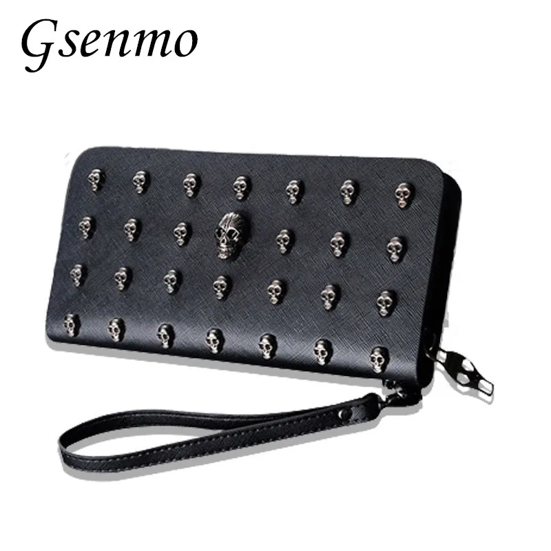 Дизайнерский кошелек с заклепками в виде черепа стиле панк Женский рок хип хоп