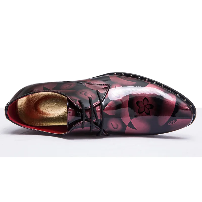 Туфли из лакированной кожи с острым носком и цветочным принтом деловые Свадебные