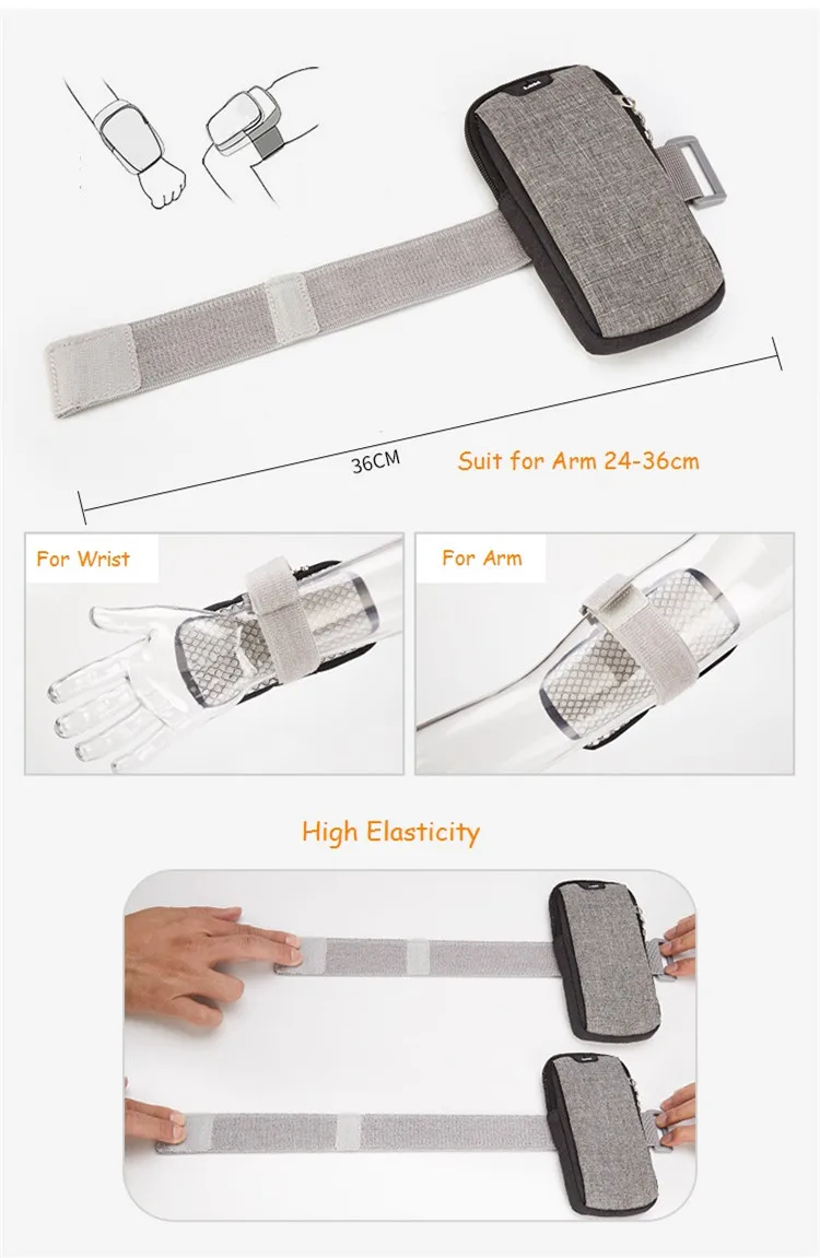 Sport Running Cycling Arm Bag Fitness Arm Earphone Hole Bag Pouch Jogging Mobile Phone Holder Pouch GYM Cover for Smartphone 6"